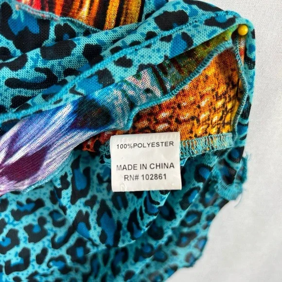 Dor Dor Tunic Tank Top Womens M Multicolor High Low Snake Leopard Boho - Picture 3 of 10